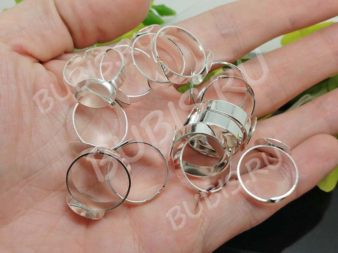 Основа (заготовка) для кольца 119 17мм с платформой 12мм серебристая (Brass)