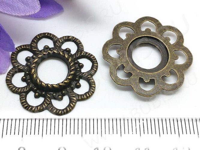 272 Коннектор Цветочек рамка 25*24,5*2,5мм античная бронза (литьё)