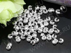 (СКИДКИ!!!) Обжимная бусина 04 разъёмная покрывная 3*2мм серебристая (Brass) (100шт.)