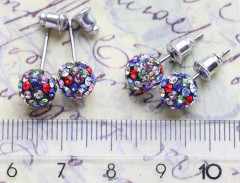 Серьги № 13 Шамбала гвоздики 19*8мм чёрные+мультиколор (Шамбалла)