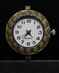 Заготовка для часов 069 Цветочки 30*27*7,5мм античная бронза+белый (часы)