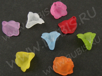 Бусина акрил Цветочек 13 воронка матовый 10*10*9мм зелёный полупрозрачный (акрил) (10шт.)