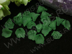 Бусина акрил Цветочек 13 воронка матовый 10*10*9мм зелёный полупрозрачный (акрил) (10шт.)