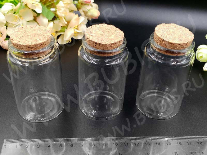 Бутылочка 73 с пробкой 85*47*47мм прозрачная (стекло)