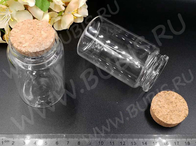 Бутылочка 73 с пробкой 85*47*47мм прозрачная (стекло)