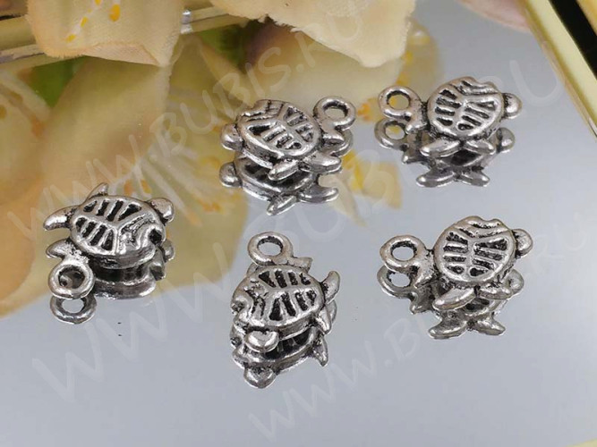 (СКИДКИ!!!) Подвеска Рыбка 13 3D маленькая 10,5*9*2,5мм античное серебро (литьё) (10шт.)