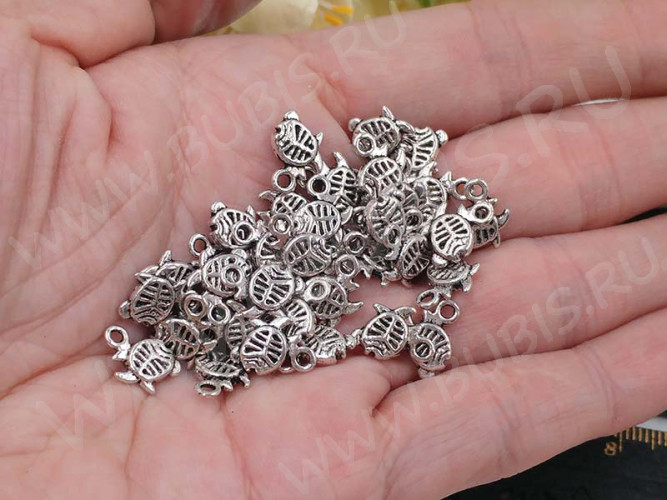 (СКИДКИ!!!) Подвеска Рыбка 13 3D маленькая 10,5*9*2,5мм античное серебро (литьё) (10шт.)