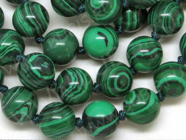 (ОПТ) Бусина округлая 12мм Малахит синт. (камни) (НИТЬ)