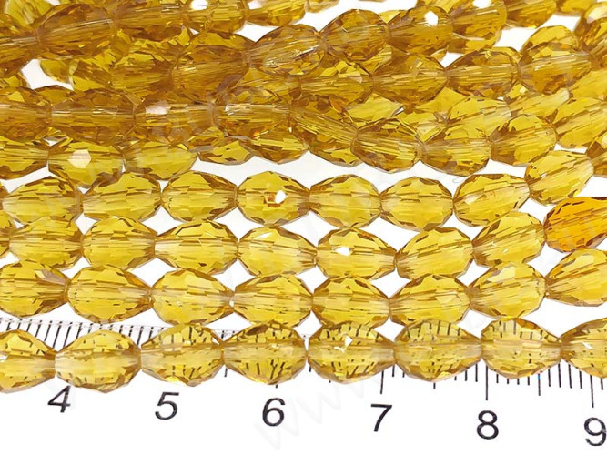 Бусина Капля гранёная 7,5*6*6мм т.золотистая прозрачная (имитация Сваровски) (10шт.)