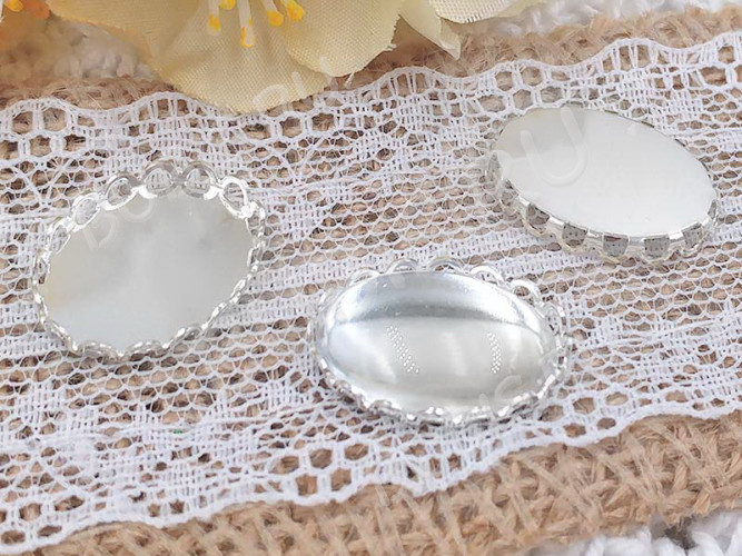 Подвеска-сеттинг Овал 29 коннектор (сеттинг 18*13мм) 19*14*2,5мм серебристый (Brass)