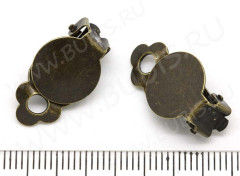 Основы для клипс №12 с платформой 12мм 19,5*12*8мм античная бронза (Brass) (1 пара)