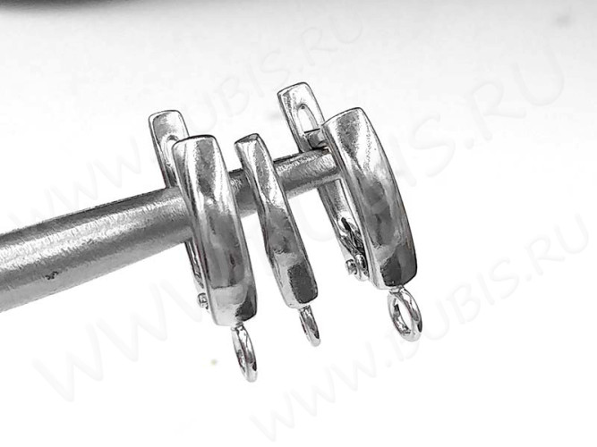 Швензы с английским замком №112 Полоска 18*12*3мм комплект с бейлом 15*6,5*2,5мм цвет платины (Brass с родированием) (1 комплект)