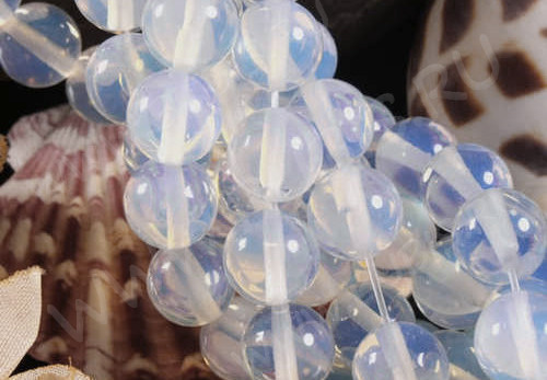 Бусина округлая 10мм Лунный камень синт. (Опалит) (камни) (НИТЬ)