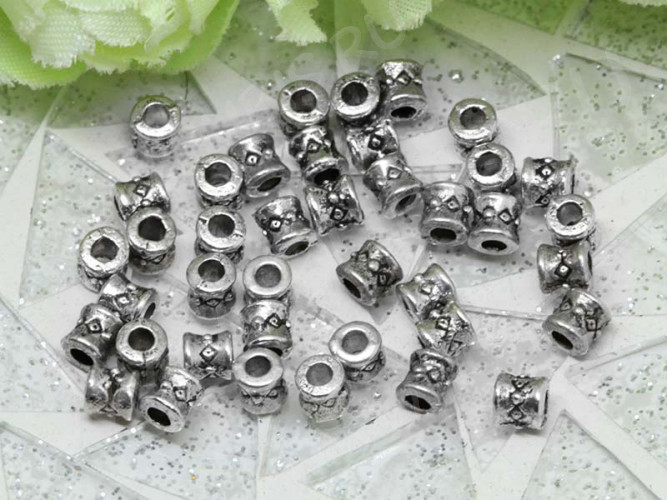 (ОПТ) Бусина 130 Цилиндрик 02 3,5*3мм античное серебро (литьё) (100шт.)