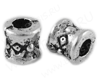(ОПТ) Бусина 130 Цилиндрик 02 3,5*3мм античное серебро (литьё) (100шт.)