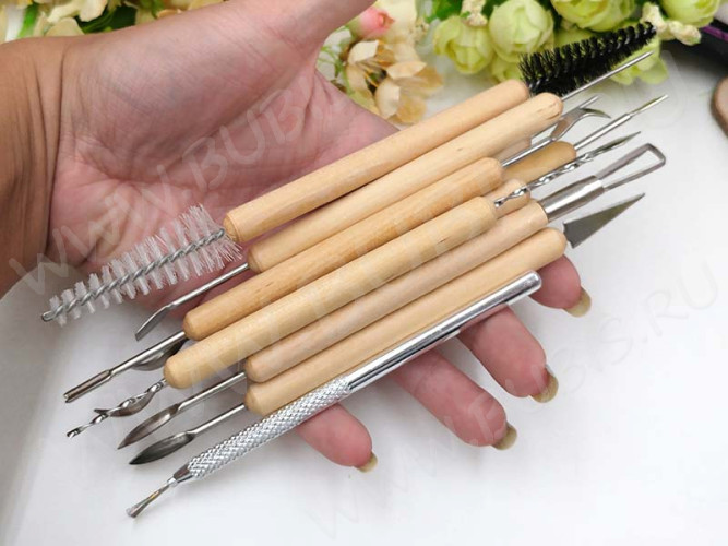 Набор стеков 13 Профи для моделирования набор инструментов дерево и цвет платины (инструменты для моделирования) (11шт.)