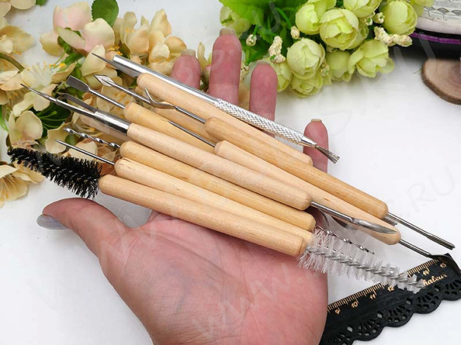 Набор стеков 13 Профи для моделирования набор инструментов дерево и цвет платины (инструменты для моделирования) (11шт.)