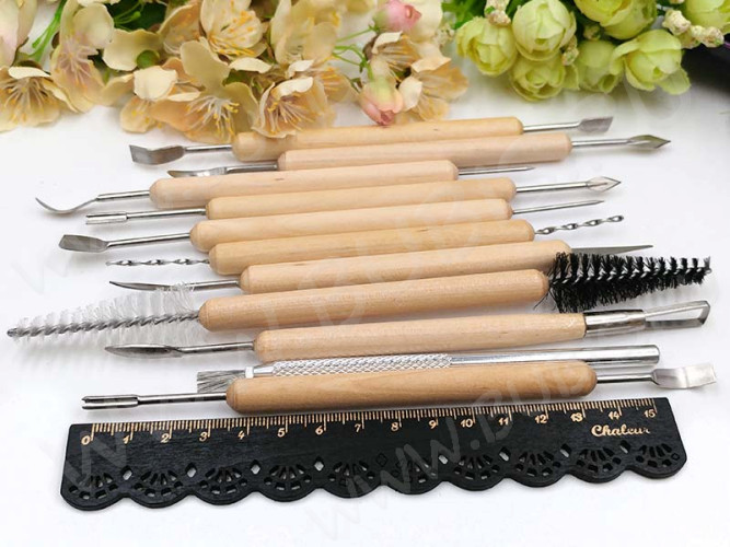 Набор стеков 13 Профи для моделирования набор инструментов дерево и цвет платины (инструменты для моделирования) (11шт.)