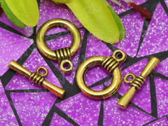 113 Тоггл средний толстый округлый 18,5*14мм и 19,5*7мм античное золото (литьё)