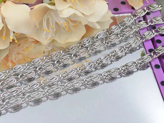 Цепочка I120 "Улитка" звено 11,5*5*1,5мм цвет платины (Iron) (50см)