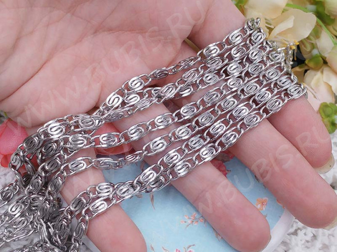 Цепочка I120 "Улитка" звено 11,5*5*1,5мм цвет платины (Iron) (50см)