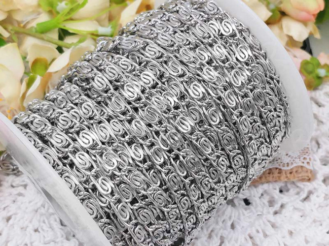 Цепочка I120 "Улитка" звено 11,5*5*1,5мм цвет платины (Iron) (50см)