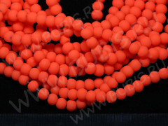 (ОПТ) Бусина округлая НЕОНОВАЯ прорезиненная 4мм рыжая непрозрачная (стекло) (НИТЬ)