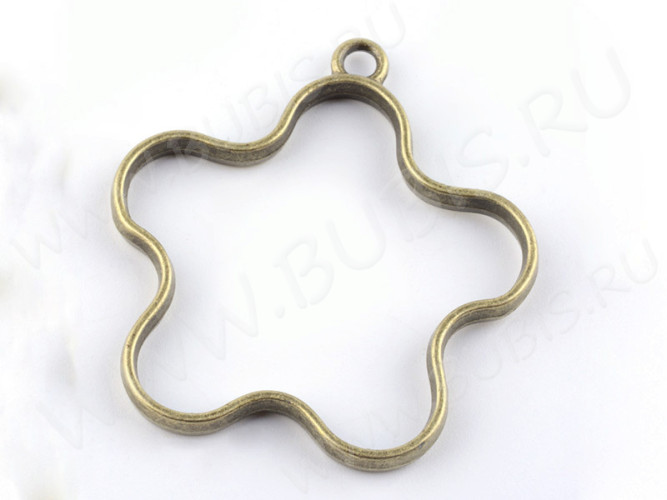 Подвеска Рамка 12 Цветочек Звезда 42*39*3,6мм античная бронза (литьё)