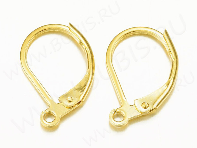 Швензы с французским замком №53 крабики 15*10*1,5мм золотистые (Хирургическая сталь) (1 пара)