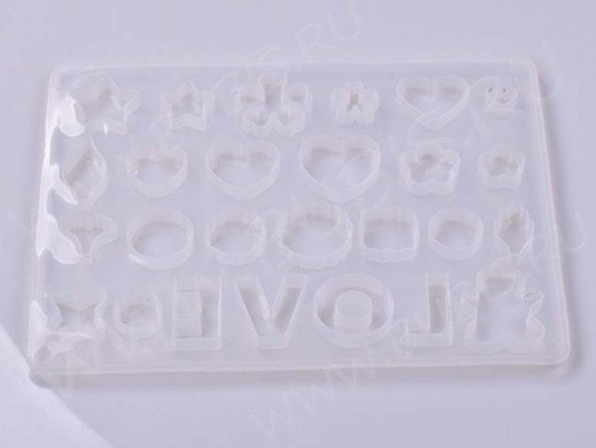 Молд 217 для эпоксидной смолы LOVE цветочки сердца 250*200*9мм (силикон)