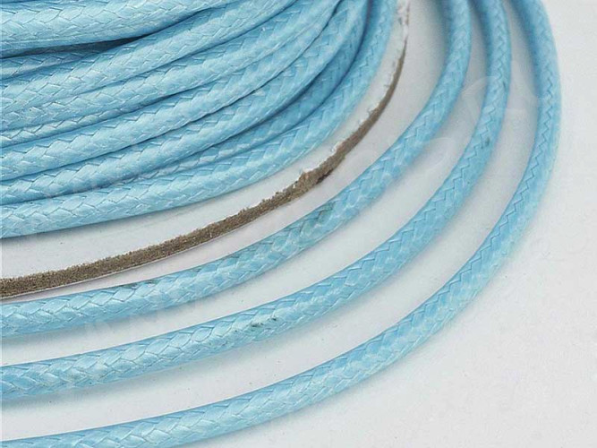 Вощёный полиэстеровый шнур "корейский" 2мм светло-голубой (1м)