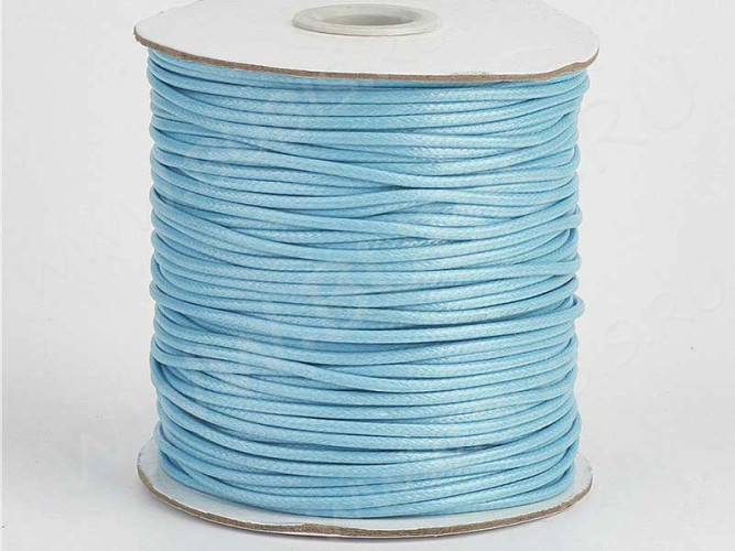 Вощёный полиэстеровый шнур "корейский" 2мм светло-голубой (1м)