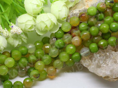 (ОПТ) Бусина округлая ГРАНЁНАЯ 10мм Агат зелёно-жёлтый-болотный (камни) (НИТЬ)