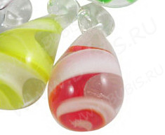 Подвеска Капля 02 3D 30*13*13мм со спиралью св.красная прозрачная (Lampwork)