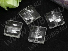 Бусина Квадрат 03 гранёный 15мм прозрачный (акрил)
