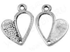 Подвеска Сердечко 71 маленькое коннектор рамка 13,5*10*1,8мм античное серебро (литьё)