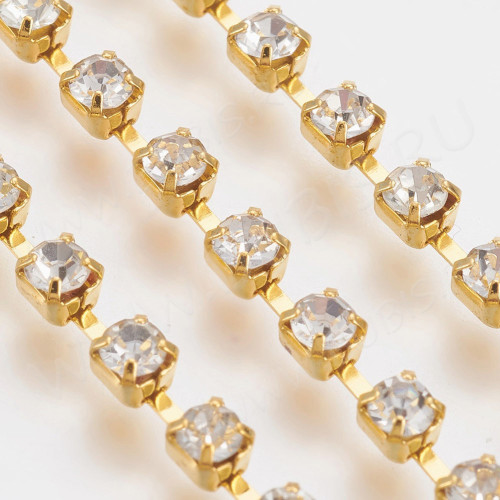 Цепочка C29 СТРАЗОВАЯ 3,5*3,5мм золотистая (Brass) (50см)