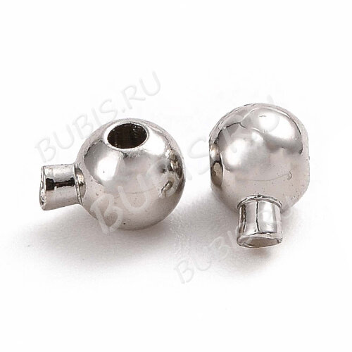 Зажимные бусины 21 Кримпы One Touch округлые шарики 4,5*3,5*3,5мм цвет платины (Brass) (2шт)