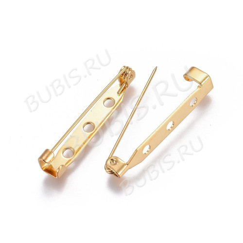 Основа (заготовка) для броши №131 Булавка 3 отверстия 30*4,5*4,5мм золотистая (Хирургическая сталь)