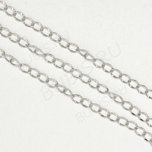 Цепочка S85 панцирная с плоскими звеньями 4,2*2,8*0,5мм цвет платины (Хирургическая сталь)(50см)