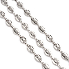 Цепочка S103 Кофейное звено 7,3*5,2*1,4мм цвет платины (Хирургическая сталь) (50см)