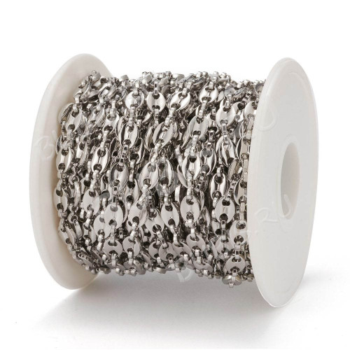 Цепочка S103 Кофейное звено 7,3*5,2*1,4мм цвет платины (Хирургическая сталь) (50см) 