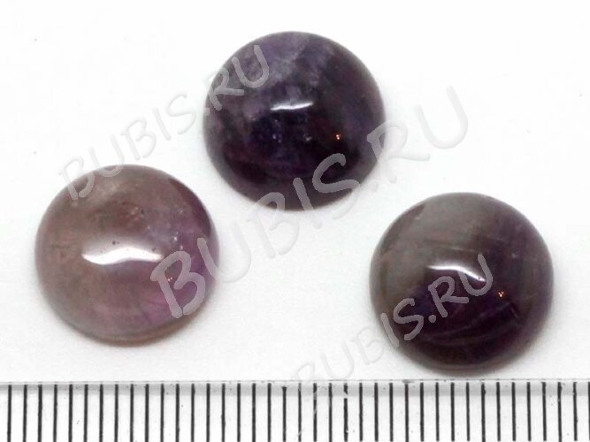 Кабошон каменный 028 Круг 12*12*5мм Аметист натуральный (камни)