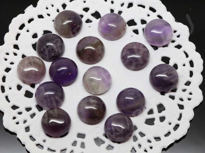 Кабошон каменный 028 Круг 12*12*5мм Аметист натуральный (камни)