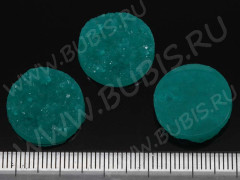 Кабошон декоративный 44 Круг имитация друзы агата с кристаллами 18*18*5мм бирюзовый непрозрачный (резин)