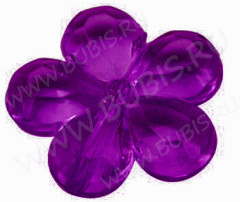 Бусина акрил Цветочек 58 гранёный 14*14*4мм т.сиреневый прозрачный (акрил)