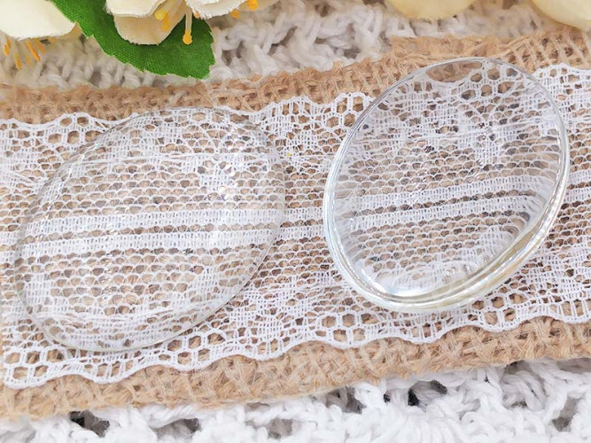 Кабошон стеклянный 13 Овал 40*30*8мм прозрачный (стекло)