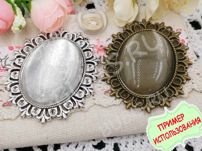 Кабошон стеклянный 13 Овал 40*30*8мм прозрачный (стекло)