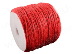 Шпагат 07 пеньковый (конопляный) шнур тонированный 2мм красный (шнуры) (1м)