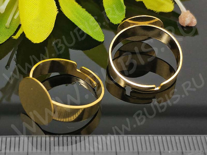 Основа (заготовка) для кольца 119 17мм с платформой 12мм золотистая (Brass)